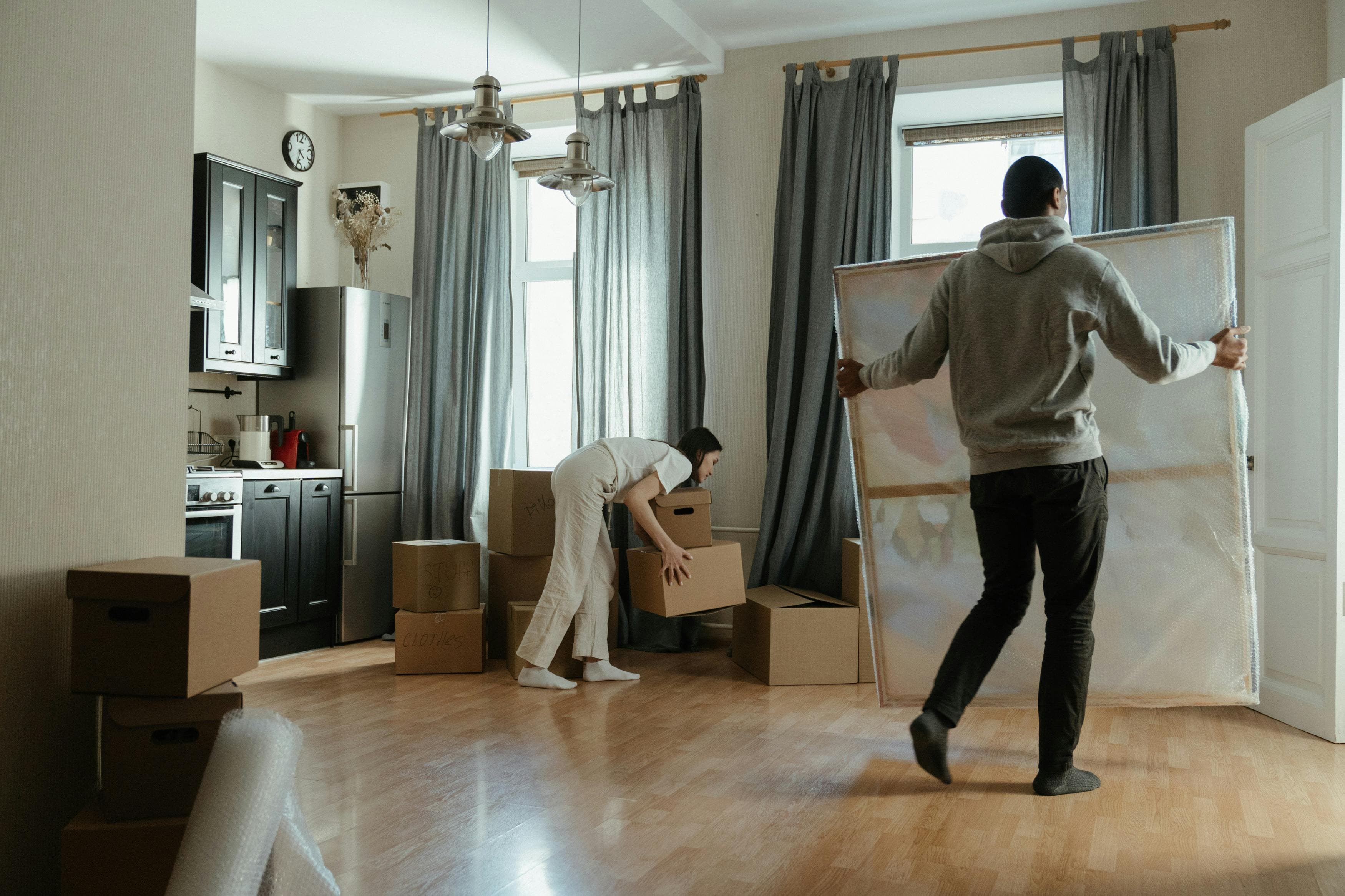 people moving into a new house